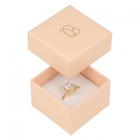 Caja de cartón rosa cuarzo para sortija o pendientes de joyeria y bisuteria PI-42