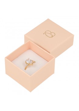 Caja de cartón rosa cuarzo para sortija o pendientes de joyeria y bisuteria PI-42