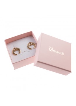 Caja de cartón rosa cuarzo para juego de pendientes, sortija y colgante de joyería y bisutería PI-61