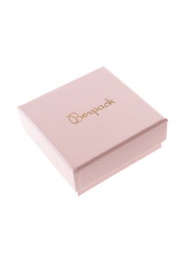 Caja de cartón rosa cuarzo para juego de pendientes, sortija y colgante de joyería y bisutería PI-61
