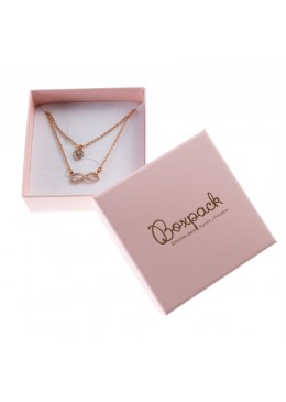 Caja de cartón rosa cuarzo para juego de sortija, pendientes y colgante de joyería y bisutería PI-81