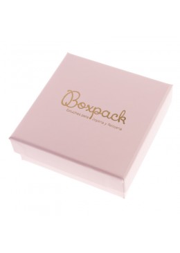 Caja de cartón rosa cuarzo para juego de sortija, pendientes y colgante de joyería y bisutería PI-81