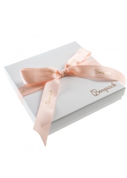Caja de carton con lazo forrada de papel para collar o aderezo de joyeria y bisuteria LIP-18