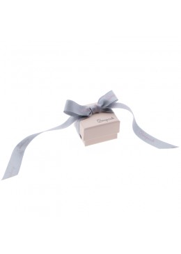 Caja de carton rosa cuarzo con lazo forrada de papel para anillo sortija de joyeria y bisuteria LPI-42