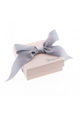 Caja de carton rosa cuarzo con lazo forrada de papel para juego y colgante de joyeria y bisuteria LPI-81