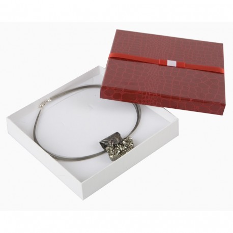 Caja de carton imitacion cocodrilo para collar o aderezo de joyeria bisuteria y joyas O-SW-18