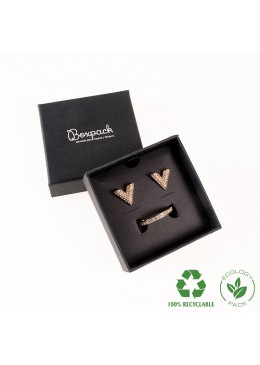 Caja ecológica de cartón para juego con colgante de joyería y bisutería color negro E-EP-61-N