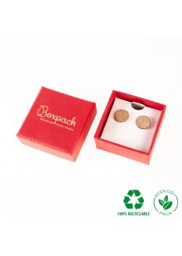 Caja ecológica de cartón para pendientes omega de joyería y bisutería color rojo E-EP-41-PO-R