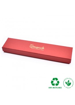 Caja ecológica de cartón para pulsera de joyería y bisutería color rojo E-EP-51-R cerrada
