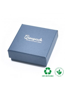 Caja ecológica de cartón para juego con colgante de joyería y bisutería color azul E-EP-61-A cerrada