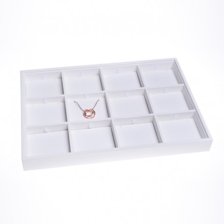 Bandeja de 12 colgantes de joyería, bisutería y joyas color blanco 315x225x30 mm BJ-12C
