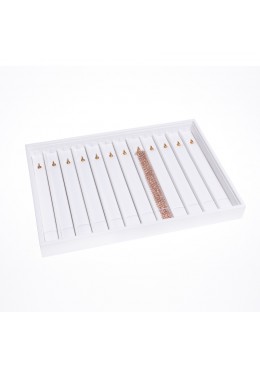 Bandeja para pulseras de joyería, bisutería y joyas 315x225x30 mm color blanco BJ-PU
