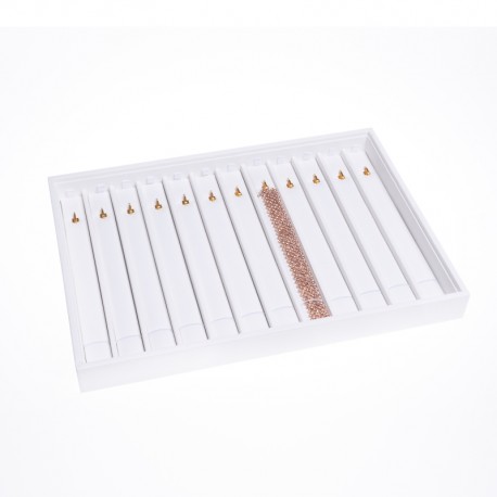 Bandeja para pulseras de joyería, bisutería y joyas 315x225x30 mm color blanco BJ-PU