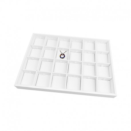 Bandeja de 24 colgantes de joyería, bisutería y joyas color blanco 315x225x30 mm BJ-24C