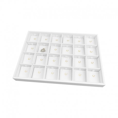 Bandeja de 24 colgantes con gancho blanca para joyería, bisutería y joyas 315x225x30 mm BJ-24CG