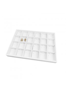 Bandeja de 24 pares de pendientes blanca para  joyería, bisutería 315x225x30 mm BJ-24PO