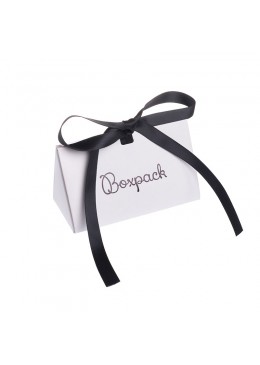 Caja de carton automontable con lazo para joyas bisuteria y joyeria color blanca