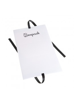 Caja de carton automontable con lazo para joyas bisuteria y joyeria color blanca desplegada