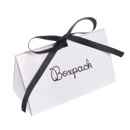 Caja de carton automontable con lazo para joyas bisuteria y joyeria color blanca