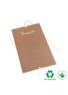 Caja de carton automontable ecologica con lazo para joyas bisuteria y joyeria color kraft FL-2-K desplegada