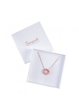 Caja de cartón para collar gargantilla de joyería y bisutería 120X120X33mm abierta marcada en oro rosa IP-17 