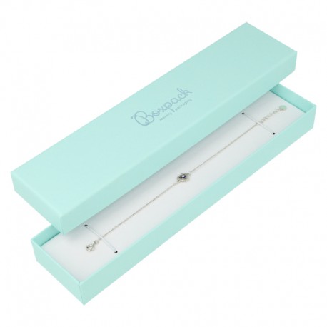 Caja de cartón para pulsera extendida de joyería bisutería y joyas color aguamarina AQ-51