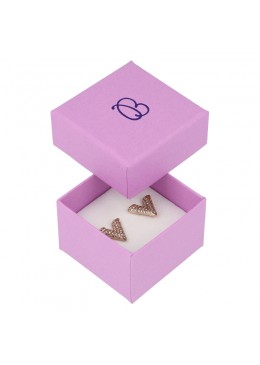 Caja de cartón para anillo o pendientes color morado 51x51x33mm LV-42
