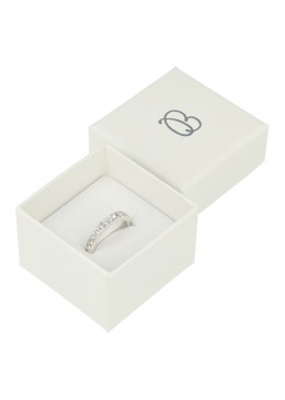 Caja de cartón color marfil para sortija o pendientes de joyería y bisutería IV-42