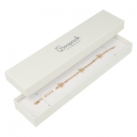 Caja de cartón color marfil para pulsera de joyería y bisutería 233x53x25mm IV-51