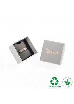 Caja ecológica de cartón color gris para anillo de joyería y bisutería 51x51x33 mm E-ST-42