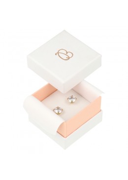 Caja de carton blanca y rosa para anillo o pendientes de joyeria bisuteria y joyas  SA-42-RS