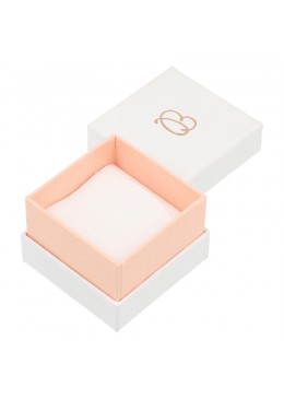 Caja de carton blanca y rosa para anillo o pendientes de joyeria bisuteria y joyas  SA-42-RS