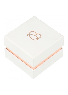 Caja de carton blanca y rosa para anillo o pendientes de joyeria bisuteria y joyas  SA-42-RS