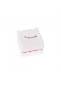 Caja de carton blanca y rosa para anillo o pendientes de joyeria bisuteria y joyas  SA-42-RS
