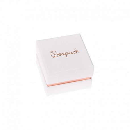 Caja de carton blanca y rosa para anillo o pendientes de joyeria bisuteria y joyas  SA-42-RS