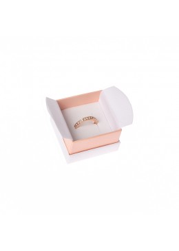Caja de carton blanca y rosa para anillo o pendientes de joyeria bisuteria y joyas  SA-42-RS