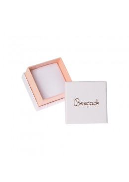Caja de carton blanca y rosa para anillo o pendientes de joyeria bisuteria y joyas  SA-42-RS