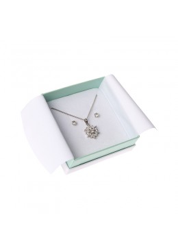 Caja de cartón blanca y aguamarina para colgante anillo y pendientes de joyería bisutería y joyas  SA-81-AQ