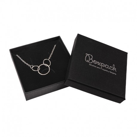 Caja de cartón negra para colgante anillo y pendientes de joyería y bisutería EP-80-N