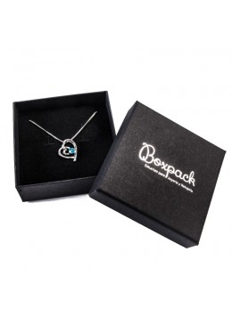 Caja de carton negra para juego colgante sortija anillo y pendientes de joyeria y bisuteria EP-81-n