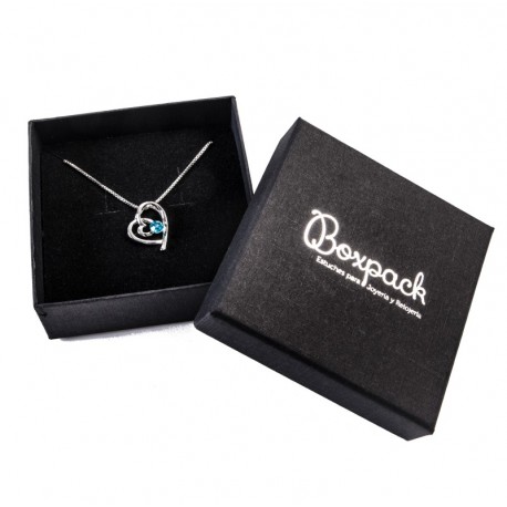 Caja de carton negra para juego colgante sortija anillo y pendientes de joyeria y bisuteria EP-81-n