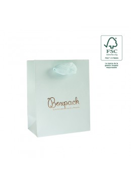 Bolsa de papel ecologica FSC aguamarina para joyeria bisuteria y relojeria FE-B-M-AQ