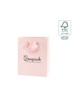 Bolsa de papel ecologica FSC rosa cuarzo para joyeria bisuteria y relojeria FE-B-M-RC