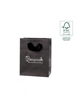 Bolsa de papel ecologica FSC negra para joyeria bisuteria y relojeria FE-B-M-N
