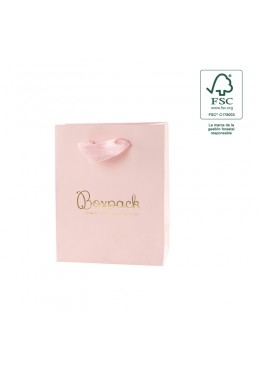 Bolsa de papel ecologica FSC rosa cuarzo para joyeria bisuteria y relojeria FE-B-M-RC