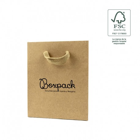 Bolsa de papel ecologica FSC kraft para joyeria bisuteria y relojeria FE-B-M-K