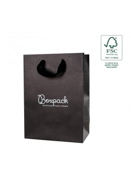 Bolsa de papel ecologica FSC negra para joyeria bisuteria y relojeria FE-B-L-N