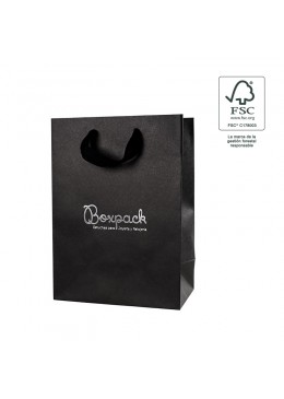 Bolsa de papel ecologica FSC negra para joyeria bisuteria y relojeria FE-B-L-N