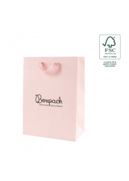 Bolsa de papel ecologica FSC rosa cuarzo para joyeria bisuteria y relojeria FE-B-L-RC
