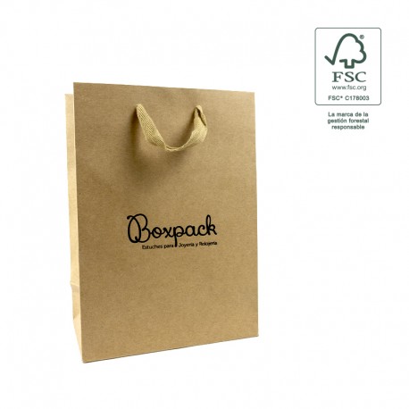 Bolsa de papel ecologica FSC kraft para joyeria bisuteria y relojeria FE-B-L-K